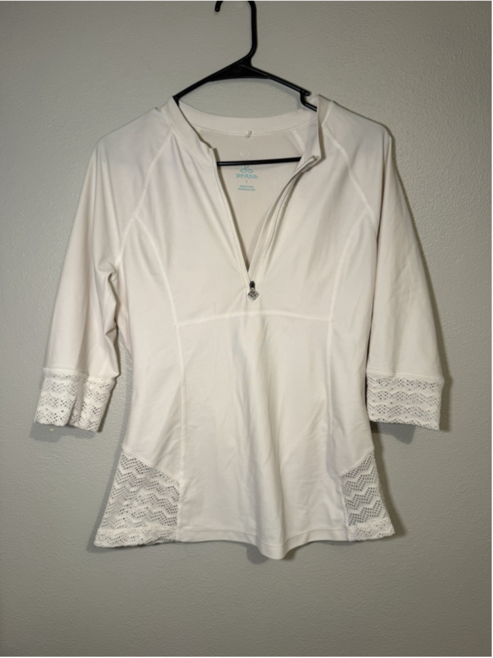 prAna Brigitte Sun Shirt White Quarter Zip Large
